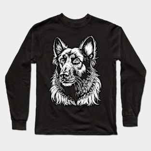 German shepherd dog head drawing black and white Long Sleeve T-Shirt